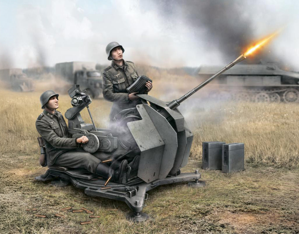 German Anti-Aircraft Gun with Crew