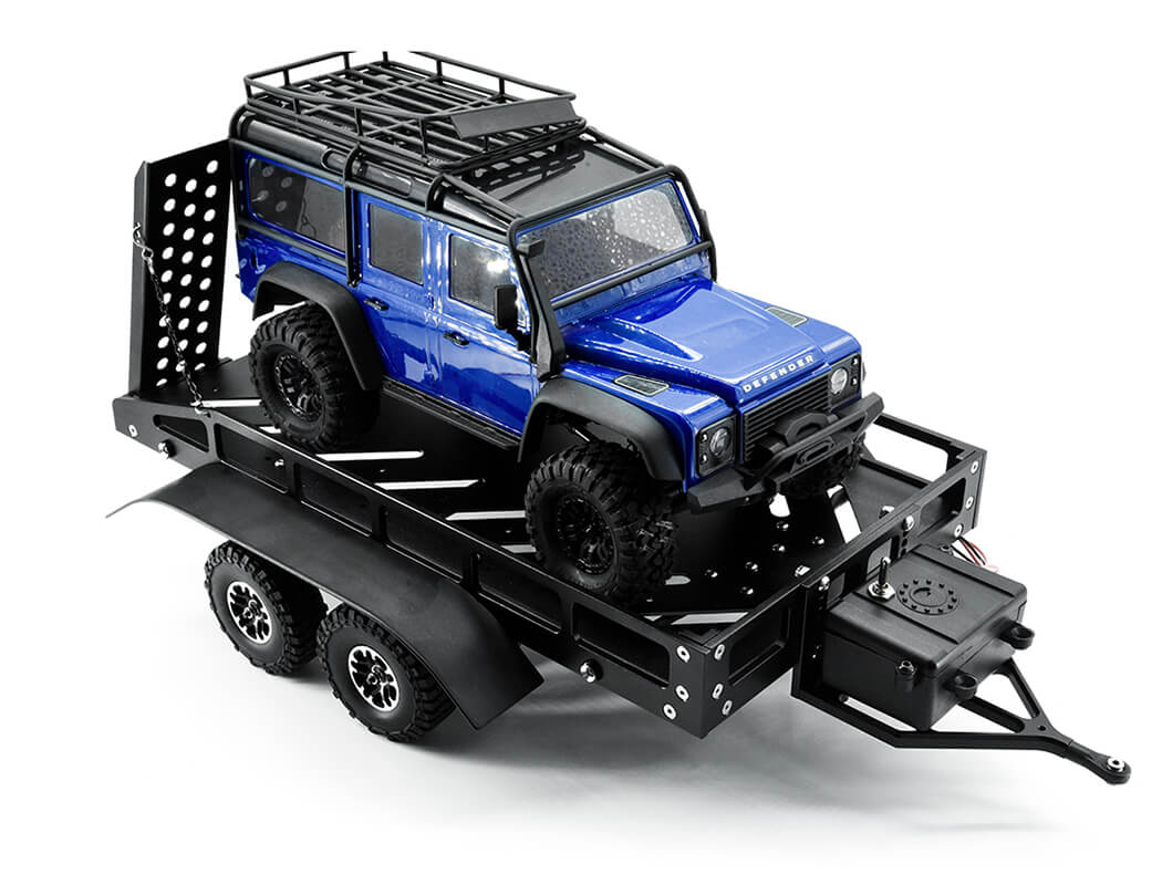 FASTRAX DUAL-AXLE TRAILER W/RAMPS & LEDS (MED 1/12-1/18) - BLACK