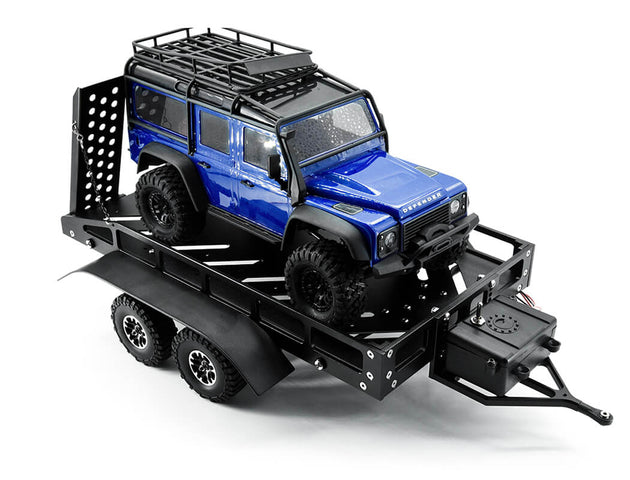 FASTRAX DUAL-AXLE TRAILER W/RAMPS & LEDS (MED 1/12-1/18) - BLACK