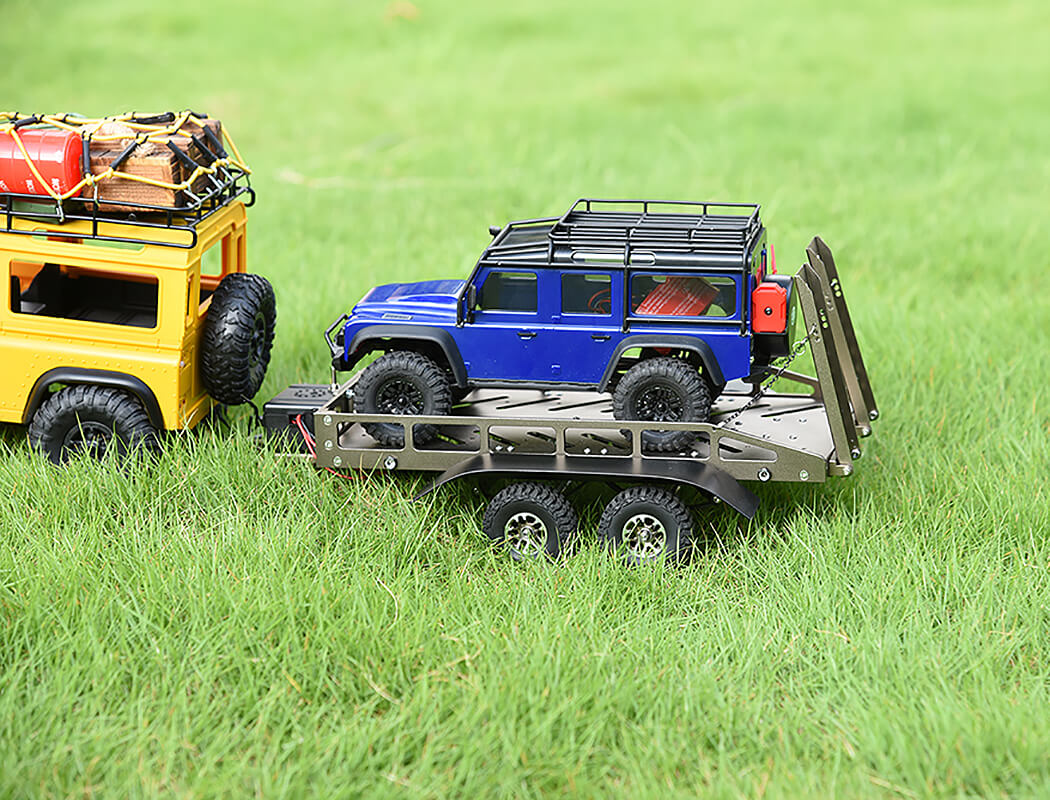 FASTRAX DUAL-AXLE TRAILER W/RAMPS & LEDS (MED 1/12-1/18) - TITANIUM