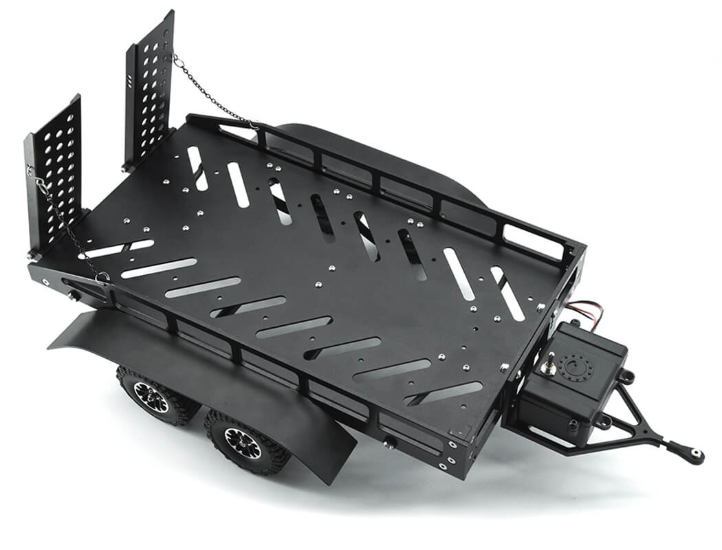FASTRAX DUAL-AXLE TRAILER W/RAMPS & LEDS (MED 1/12-1/18) - BLACK