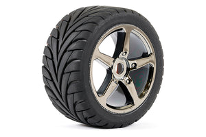 FASTRAX 1/8 TRUGGY EAGLE MTD 5-SPOKE BK CHROME 0 OFFSET(PR)