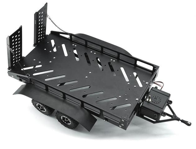FASTRAX DUAL-AXLE TRAILER W/RAMPS & LEDS (MED 1/12-1/18) - BLACK