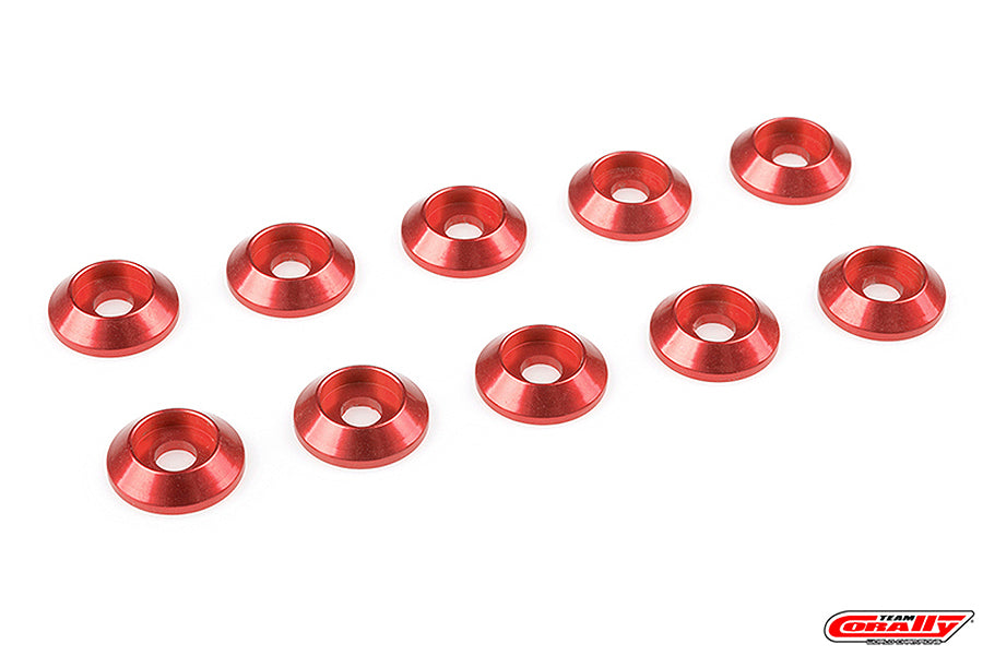 CORALLY ALUMINIUM WASHER FOR M3 FH SCREWS OD=8MM RED 10PCS