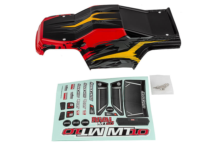 TEAM ASSOCIATED RIVAL MT10 V2 PAINTED BODYSHELL RED/YELLOW