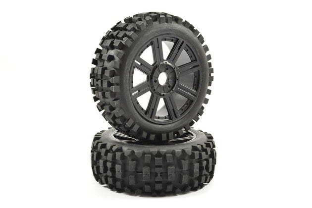FASTRAX 1/8 ROCK BLOCK MOUNTED ON 8-SPOKE BLACK (PR)