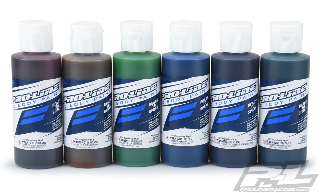 PROLINE RC BODY PAINT CANDY COLOUR SET (RED/YELL/GRE/BLUE/VIO/TURQ)