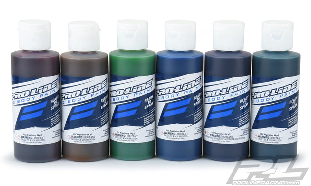 PROLINE RC BODY PAINT CANDY COLOUR SET (RED/YELL/GRE/BLUE/VIO/TURQ)