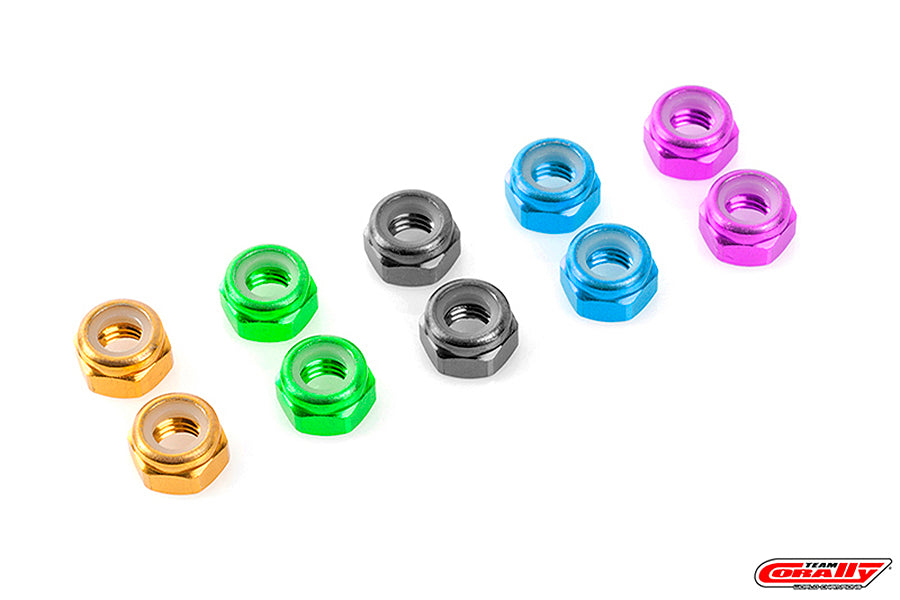 CORALLY ALUMINIUM NYLSTOP NUT M3 RED 10 PCS