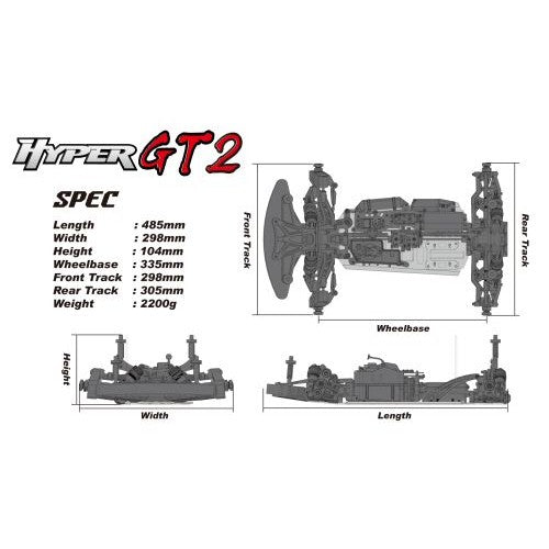 HOBAO 1/8 HYPER GT2 ON-ROAD NITRO ARR 80%