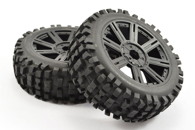FASTRAX 1/8 ROCK BLOCK MOUNTED ON 8-SPOKE BLACK (PR)