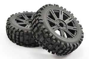 FASTRAX 1/8 ROCK BLOCK MOUNTED ON 8-SPOKE BLACK (PR)