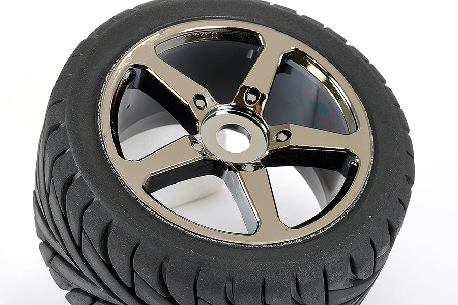 FASTRAX 1/8 TRUGGY EAGLE MTD 5-SPOKE BK CHROME 0 OFFSET(PR)