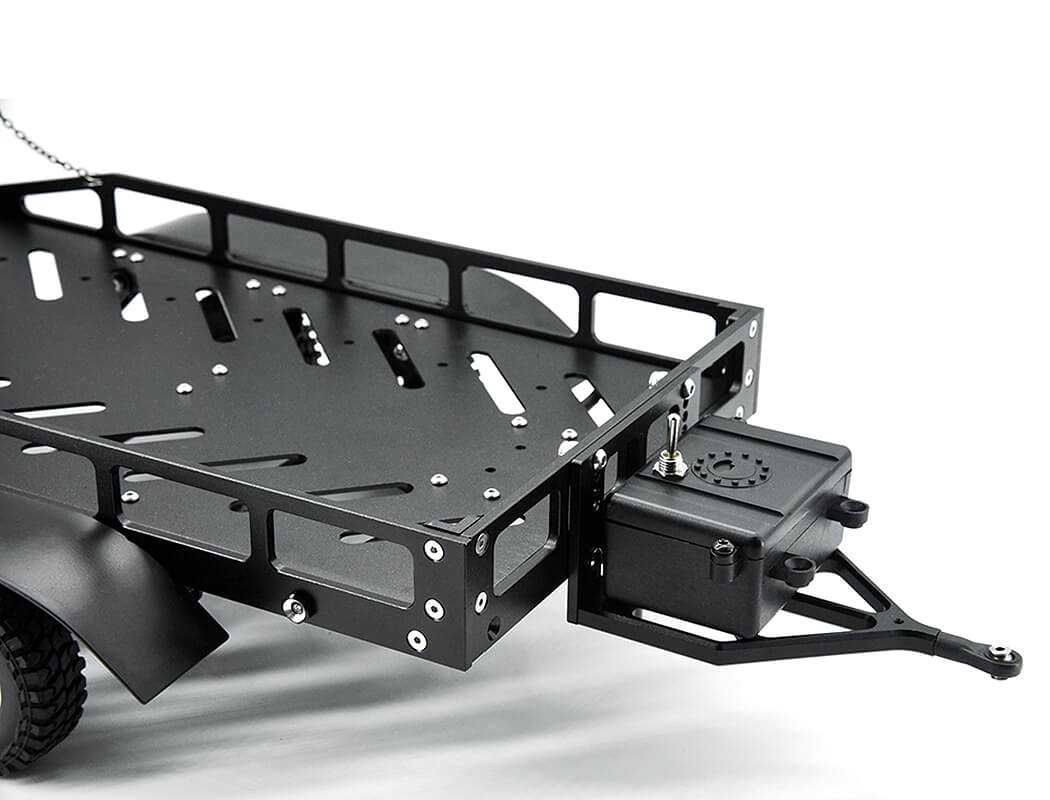 FASTRAX DUAL-AXLE TRAILER W/RAMPS & LEDS (MED 1/12-1/18) - BLACK