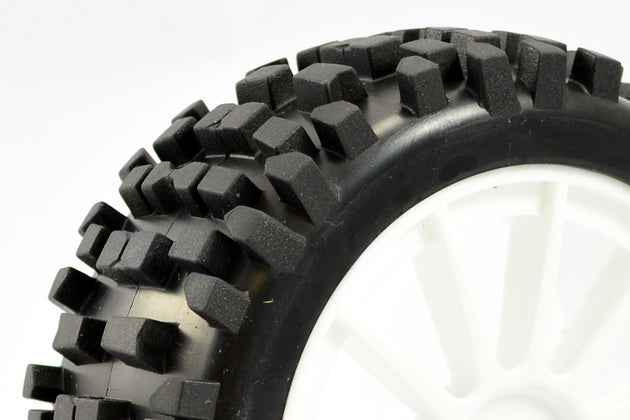 FASTRAX 1/8 PREMOUNTED BUGGY TYRES 'ROCK-BLOCK/12 SPOKE'