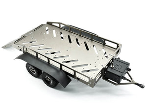 FASTRAX DUAL-AXLE TRAILER W/RAMPS & LEDS (MED 1/12-1/18) - TITANIUM