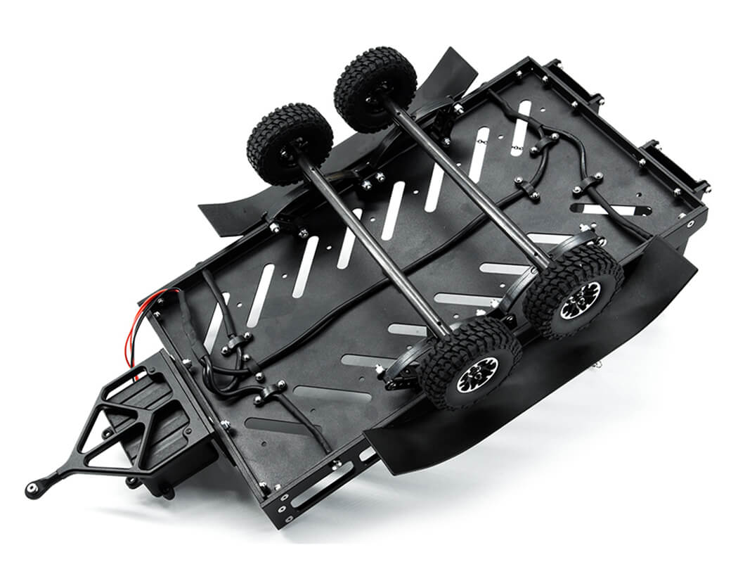 FASTRAX DUAL-AXLE TRAILER W/RAMPS & LEDS (MED 1/12-1/18) - BLACK