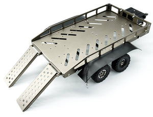 FASTRAX DUAL-AXLE TRAILER W/RAMPS & LEDS (MED 1/12-1/18) - TITANIUM