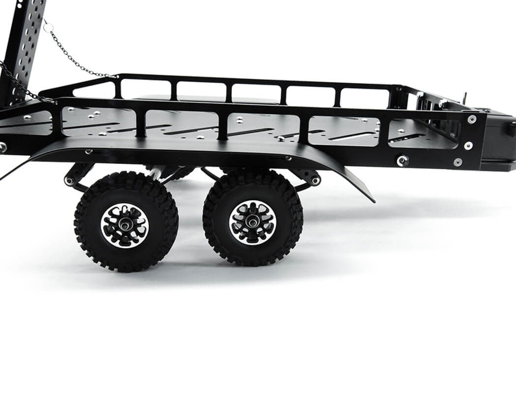 FASTRAX DUAL-AXLE TRAILER W/RAMPS & LEDS (MED 1/12-1/18) - BLACK