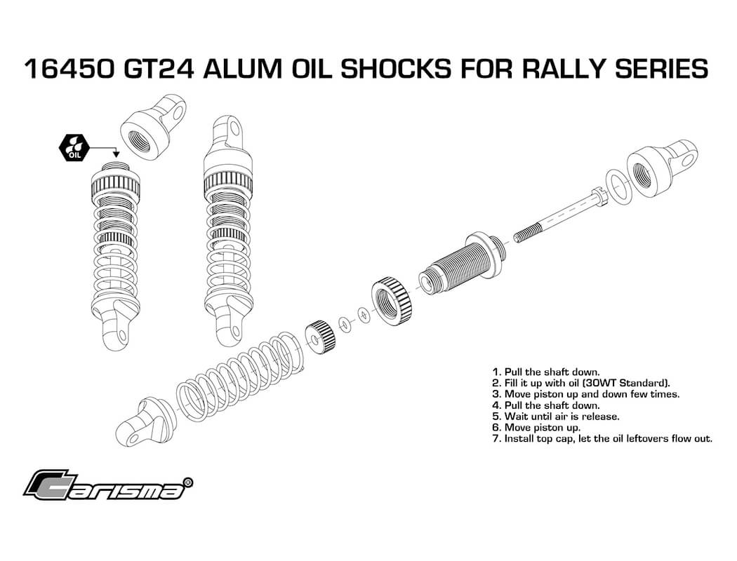 CARISMA GT24 RALLY ALUMINUM OIL ADJUSTABLE SHOCK SET 4PCS
