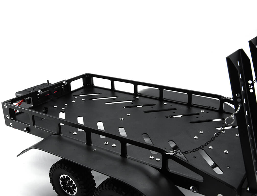 FASTRAX DUAL-AXLE TRAILER W/RAMPS & LEDS (MED 1/12-1/18) - BLACK