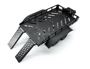 FASTRAX DUAL-AXLE TRAILER W/RAMPS & LEDS (MED 1/12-1/18) - BLACK