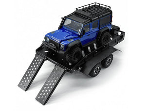FASTRAX DUAL-AXLE TRAILER W/RAMPS & LEDS (MED 1/12-1/18) - BLACK
