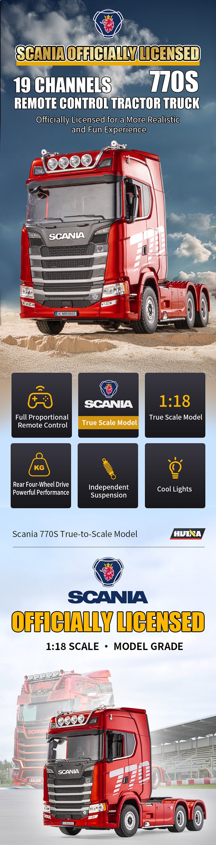 HUINA SCANIA 770S RC HAULAGE TRUCK RTR