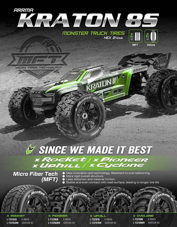 LOUISE RC X-MCROSS BLACK ARRMA KRATON 8S MOUNTED 24MM HEX