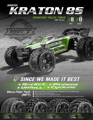 LOUISE RC X-MCROSS BLACK ARRMA KRATON 8S MOUNTED 24MM HEX