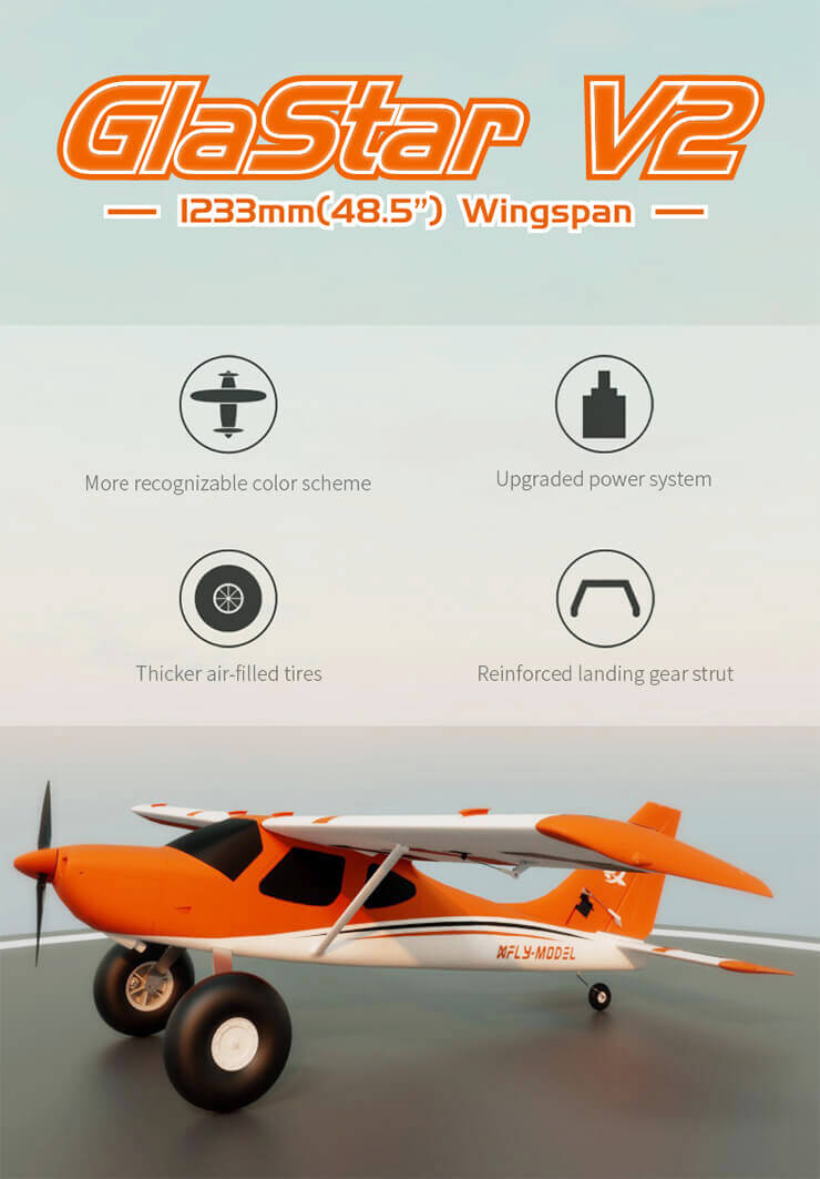 XFLY GLASTAR V2 BUSH/TRAINER 1233MM WINGSPAN WITHOUT TX/RX/BATT