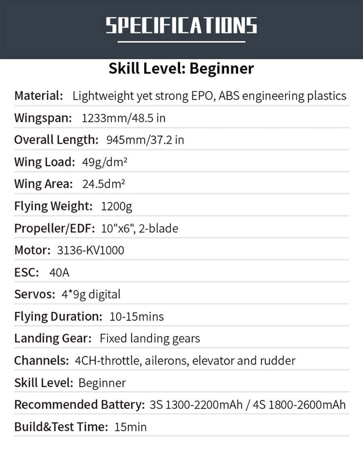 XFLY GLASTAR V2 BUSH/TRAINER 1233MM WINGSPAN WITHOUT TX/RX/BATT