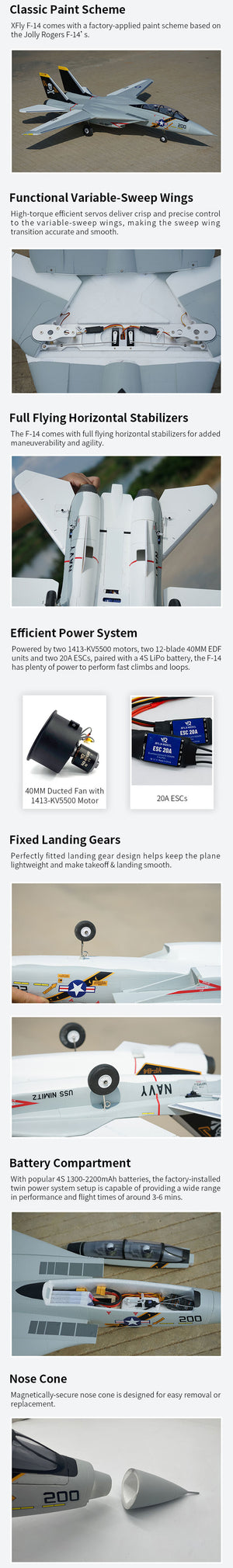XFLY TWIN 40MM F-14 TOMCAT EDF 700MM JET WITHOUT TX/RX/BATTERY