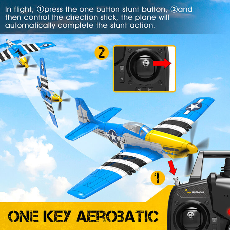 VOLANTEX P-51D MUSTANG V2 BLUE 4CH 400MM BRUSHED W/GYRO RTF