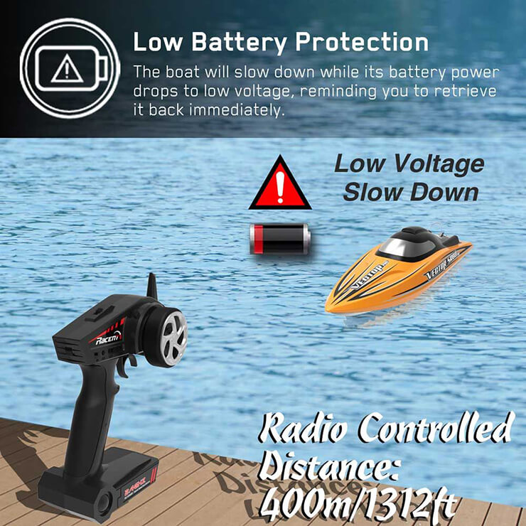 VOLANTEX VECTOR SR80 PRO ARTR BOAT (NO BATT)- BLACK/ORANGE