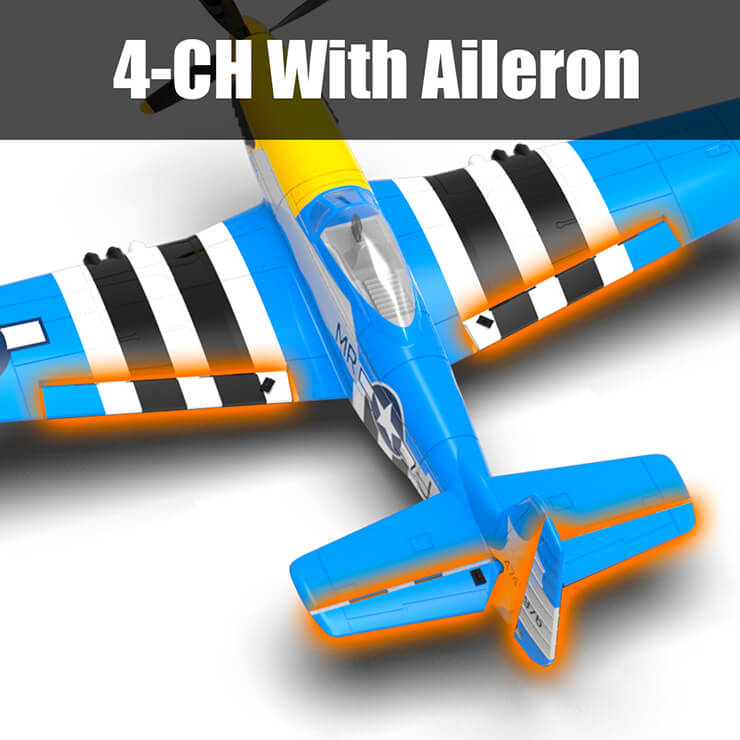 VOLANTEX P-51D MUSTANG V2 BLUE 4CH 400MM BRUSHED W/GYRO RTF