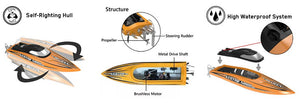 VOLANTEX VECTOR SR80 PRO ARTR BOAT (NO BATT)- BLACK/ORANGE