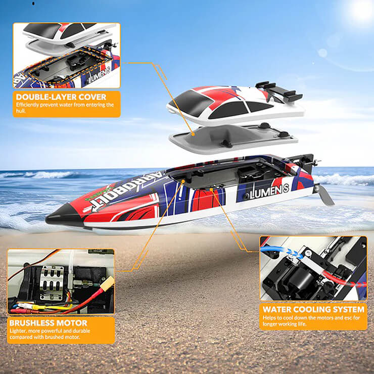 VOLANTEX ARROBOLT 'LUMEN' SR40 BRUSHLESS BOAT ARTR - RED