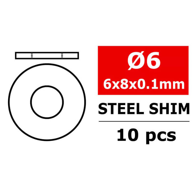 CORALLY STEEL METRIC SHIM 6X8X0,1MM 10 PCS