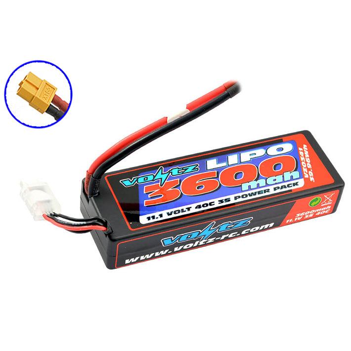 VOLTZ 3600MAH HARDCASE 3S 11.1V 40C LIPO STICK LOW PRO (2S SIZE)