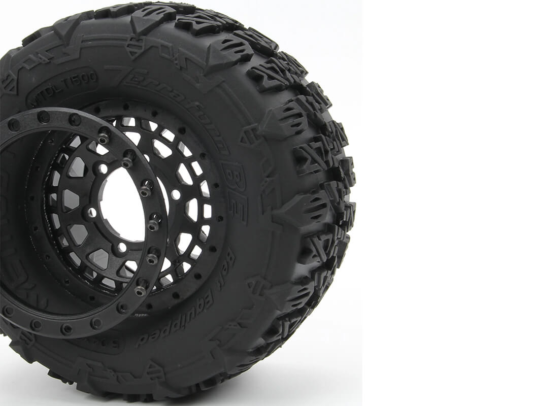 METHOD TERRAFORM BELTED 1/10MT TYRES ON ARRAY BEADLOCK RIMS