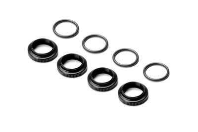 SHOCK ADJ. NUT ALU + O-RING - BLACK (4) - RC Hobby Product