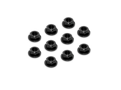 ALU NUT M4 WITH SERRATED FLANGE - BLACK (10) - RC Hobby Product