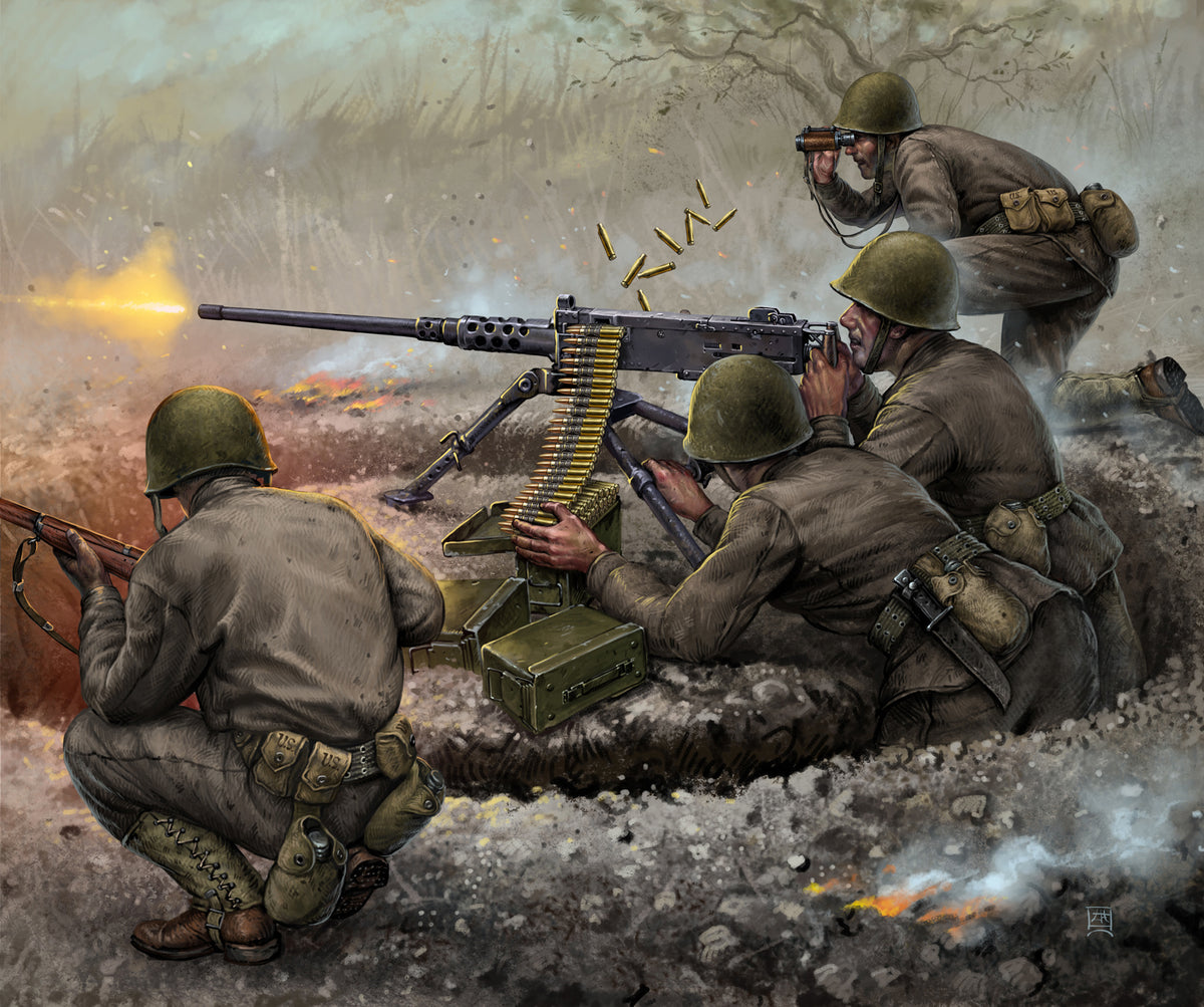 US machine gun Browning w/crew
