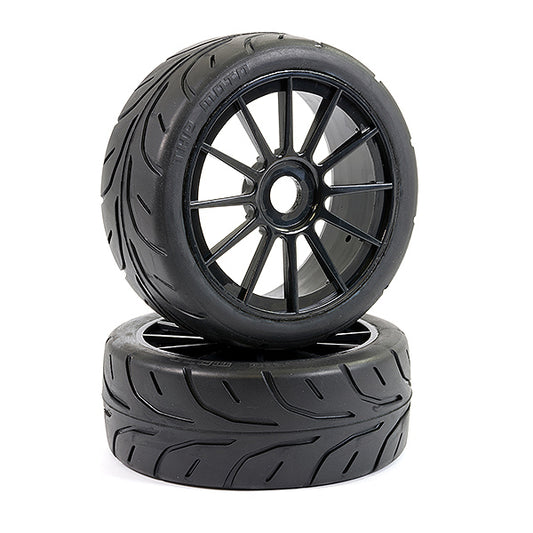 FASTRAX 1/8 ARROW TREAD MOUNTED ON 12-SPOKE BLACK (PR) - RC Hobby Product
