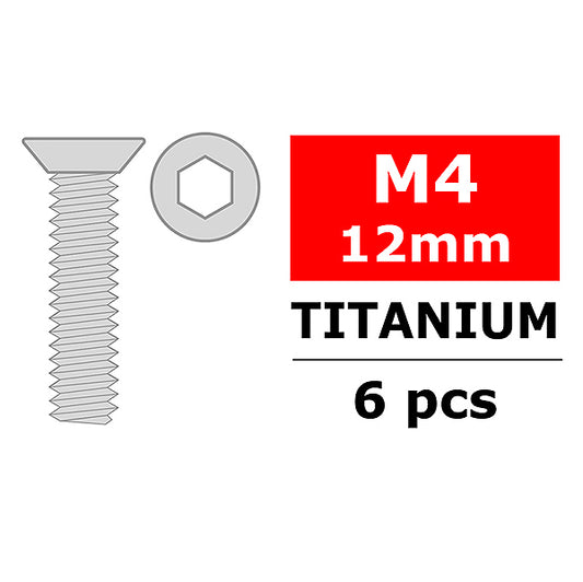 CORALLY TITANIUM SCREWS M4 X 12MM HEX FLAT HEAD 6 PC - High-Speed RTR RC Truck