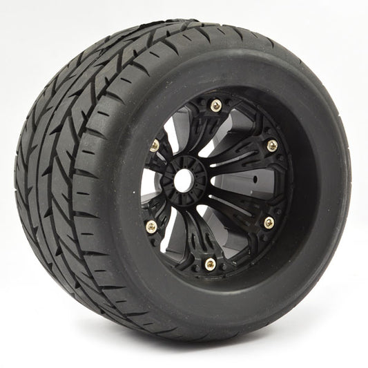 FASTRAX 1/8 MT EAGLE MOUNTED 6-SPOKE BLACK 1/2"OFFSET(PR) - RC Hobby Product