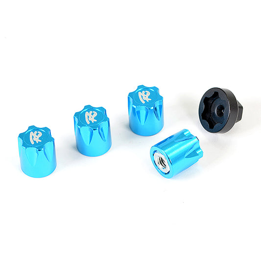 FASTRAX ANTIDUST ALUMINIUM M4 WHEEL NUT COVERS (4PC) - BLUE - RC Hobby Product