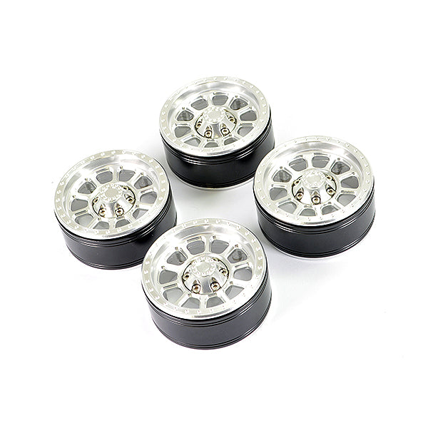 FASTRAX ALUMINUM BEADLOCK TEN 1.9" WHEELS - SILVER (4PC) - RC Hobby Product