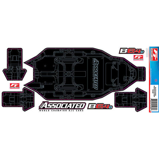 TEAM ASSOCIATED RC10B6.4D FT CHASSIS PROTECTIVE SHEET, PRINTED